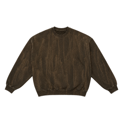 HEAVY FLEECE DRIP DYE CREWNECK : OLIVE