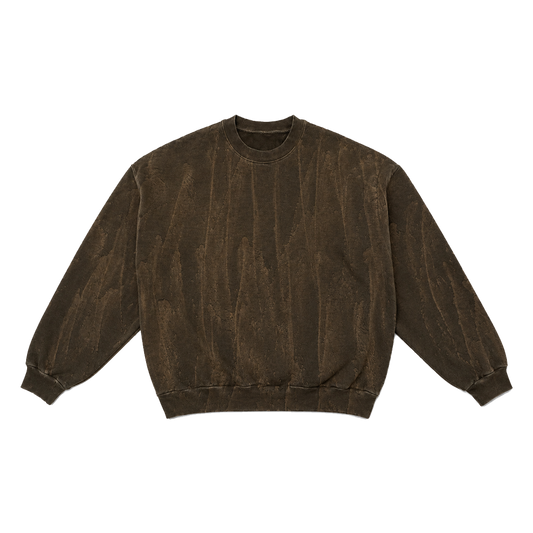 HEAVY FLEECE DRIP DYE CREWNECK : OLIVE