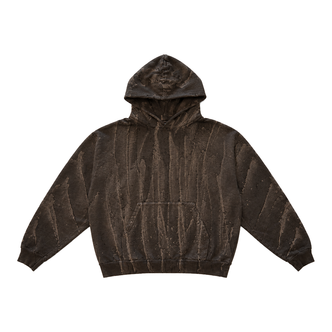 HEAVY FLEECE DRIP DYE HOODIE : BLACK