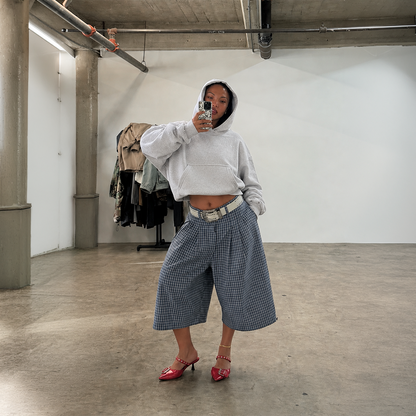 HEAVY FLEECE CROPPED WOMEN'S HOODIE : ASH GREY