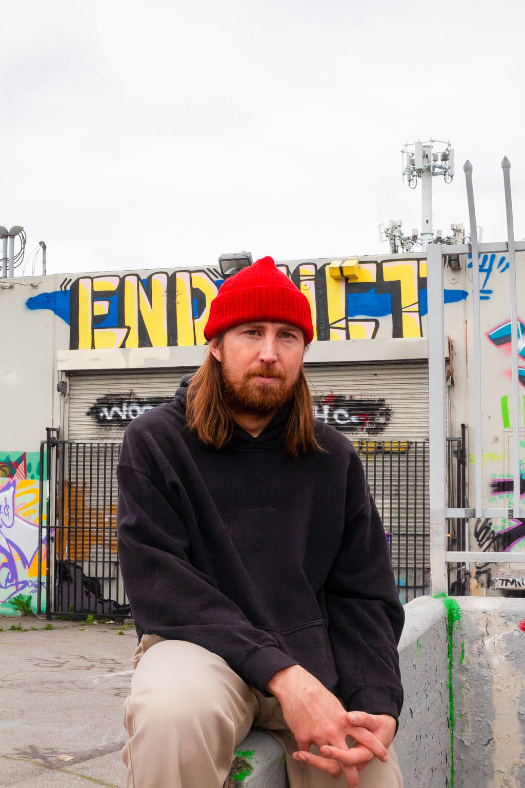 ARIES KNIT BEANIE - RED – UNEVEN