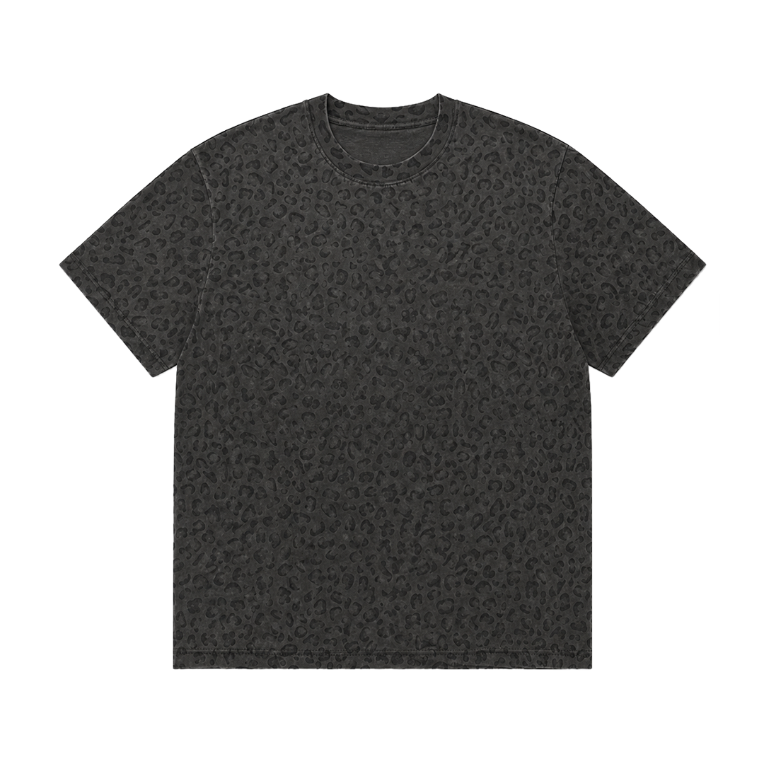 LEOPARD OVERSIZED T-SHIRT : VINTAGE BLACK