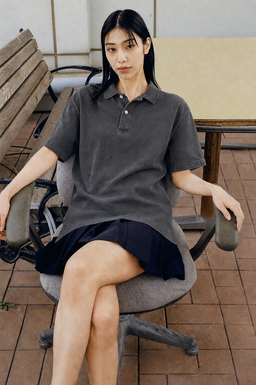 SHORT SLEEVE POLO SHIRT - VINTAGE BLACK